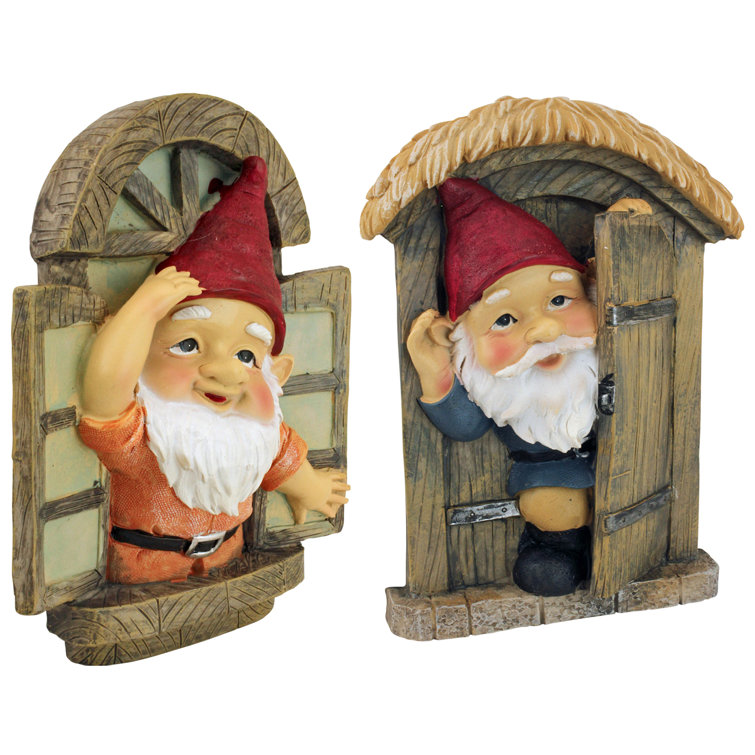 Knothole Gnomes 2 Piece Garden Welcome Tree Statue Set